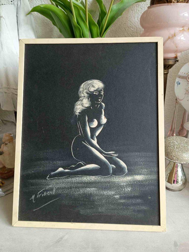 Vintage Nude zwart wit gesigneerd vrouw, Ophalen of Verzenden