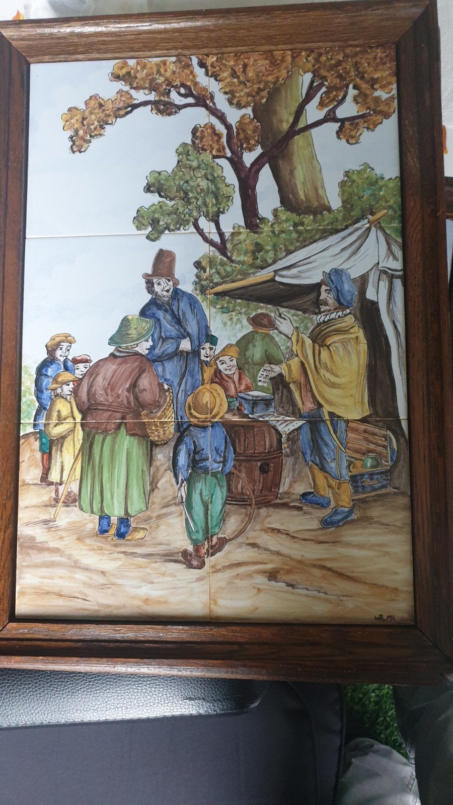 Makkums Aardewerk Tegeltableaus in Houten Lijst, Ophalen of Verzenden