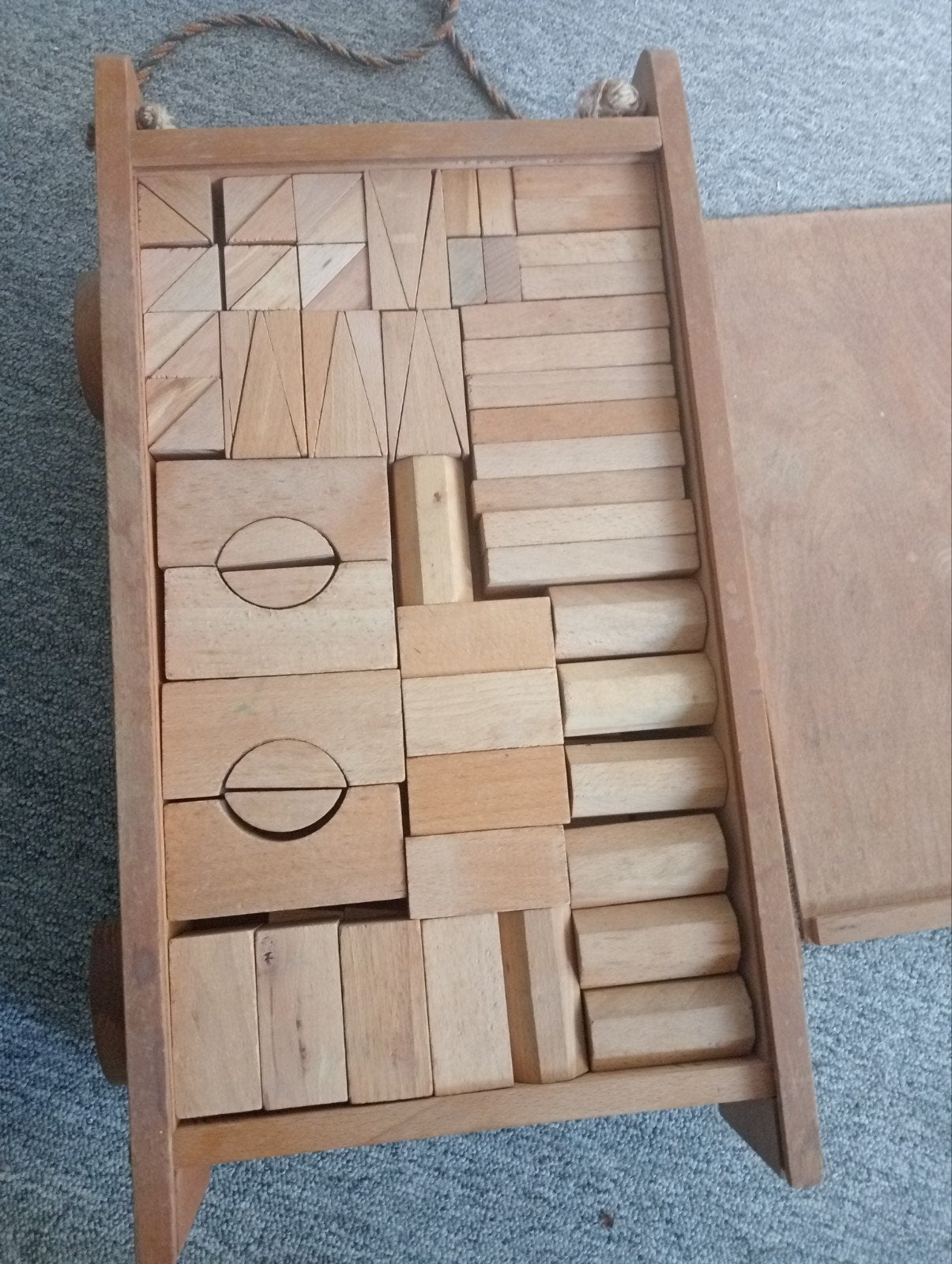 Vintage houten blokkenkar met wielen, Ophalen, Gebruikt
