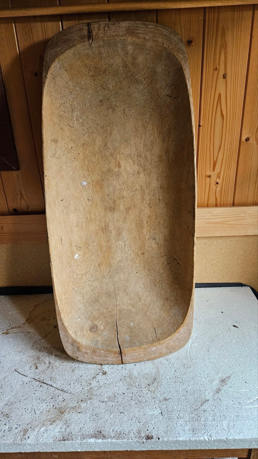 Antieke 0massief berkenhouten trog/schaal - 80x27x11cm, Ophalen, Rechthoekig, Hout