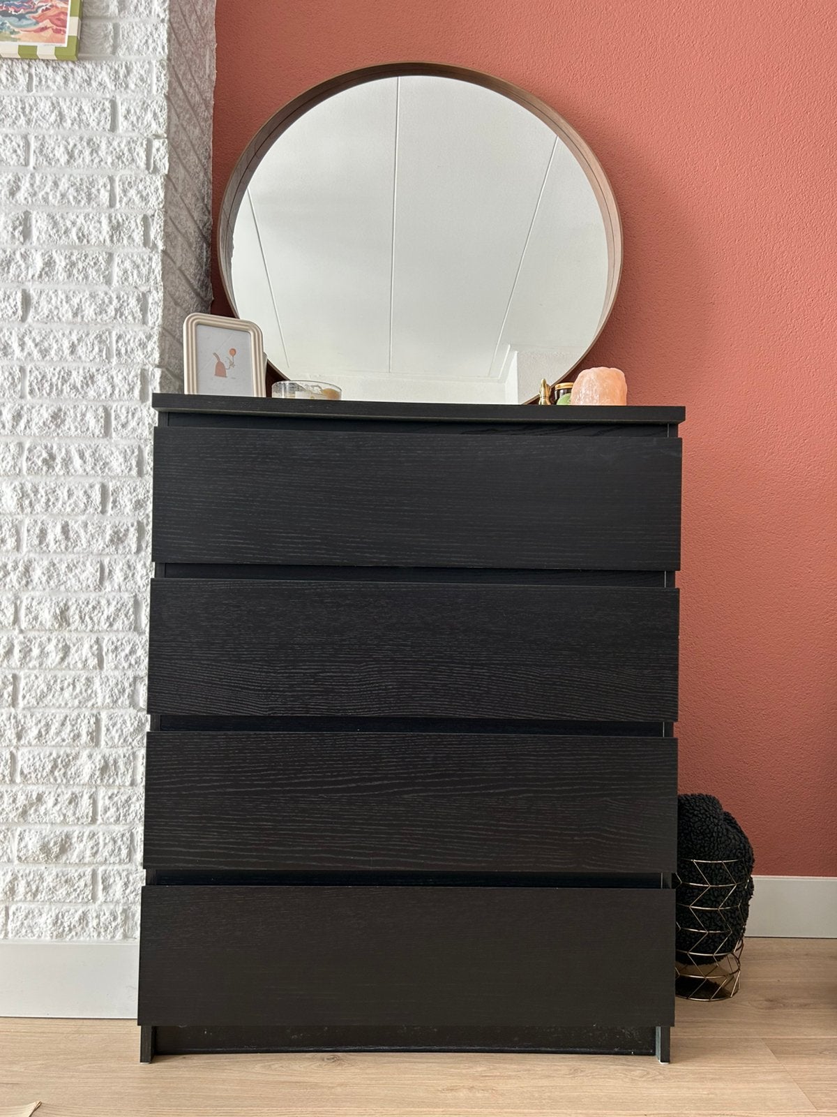 Ikea MALM kast - zwartbruin, vier lades, Ophalen, Gebruikt, 100 tot 150 cm, 50 tot 100 cm