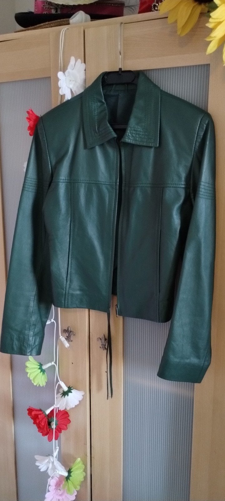 mooie groene leren jas. maat S, Image, Ophalen of Verzenden, Nieuw