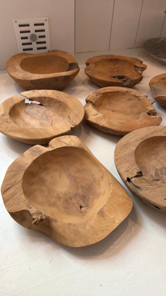 Partij Houten schalen - 9 stuks, Ophalen, Nieuw, Rond, Hout