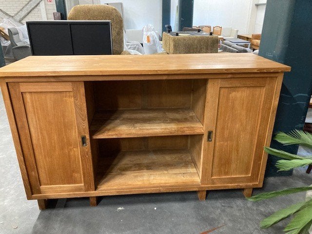 dressoir tv meubel massief eiken ALS NIEUW 193 bij 65 cm, Ophalen, Met deur(en), 150 tot 200 cm, Eikenhout