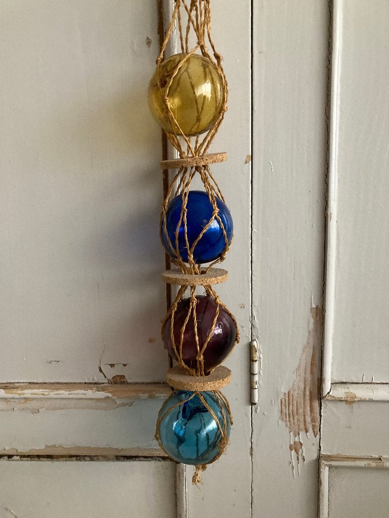 Brocante Glazen drijver / 4 bolletjes, Ophalen of Verzenden