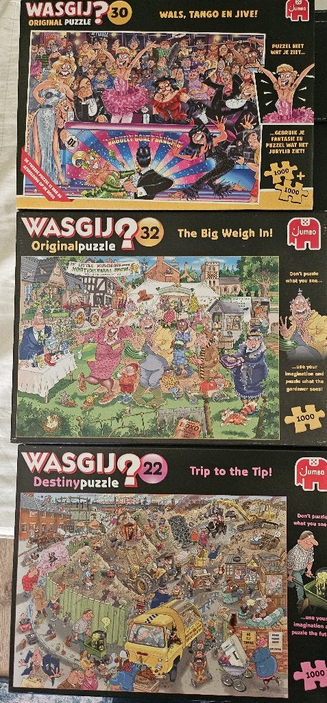 complete puzzels  Wasgij en Jan van Haasteren., Ophalen of Verzenden, 500 t/m 1500 stukjes, Gebruikt, Legpuzzel
