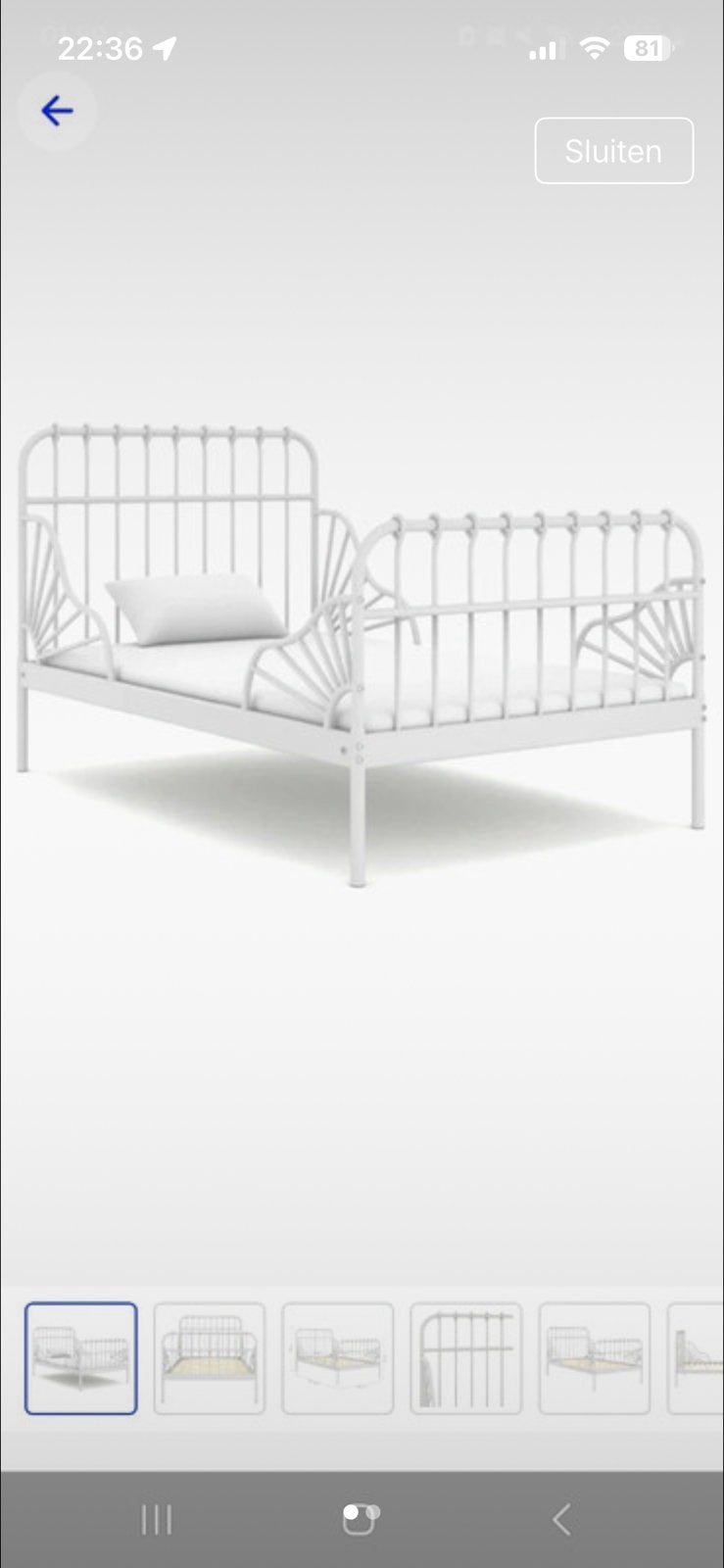 Ikea minnen meegroeibed met lattenbodem, Ophalen, 70 tot 85 cm, Zo goed als nieuw, Matras