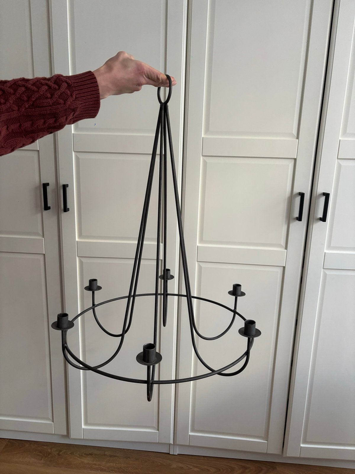 Zwarte metalen kandelaar, Huis en Inrichting, Woonaccessoires | Kandelaars en Kaarsen, Ophalen, Zo goed als nieuw, Metaal, Kandelaar