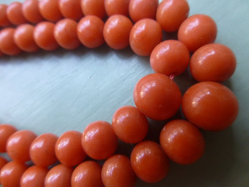 lang dubbel rij-ig Bloedkoraal Collier 14 kt Gouden Slot, Verzenden, Goud, Ketting, Met edelsteen