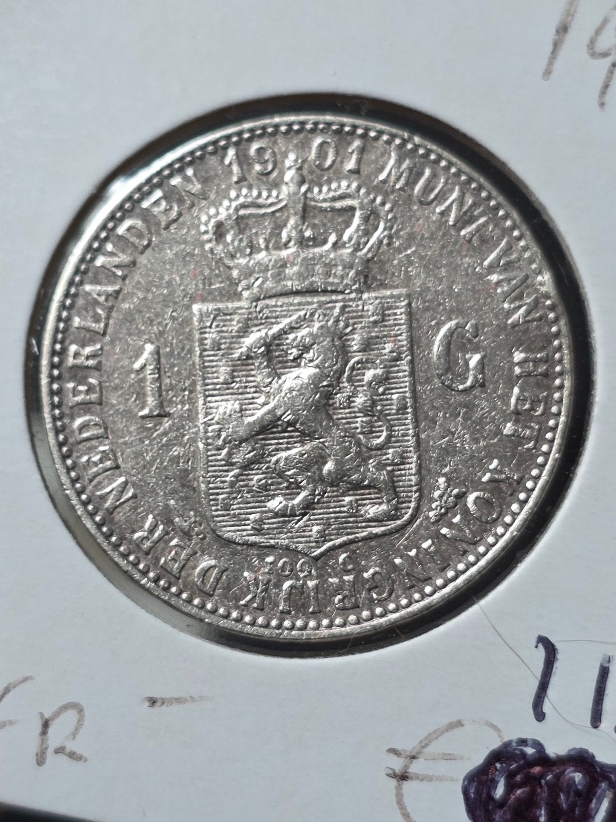 1 gulden 1901 Wilhelmina Nederland, 1 gulden, Verzenden, Zilver, Koningin Wilhelmina