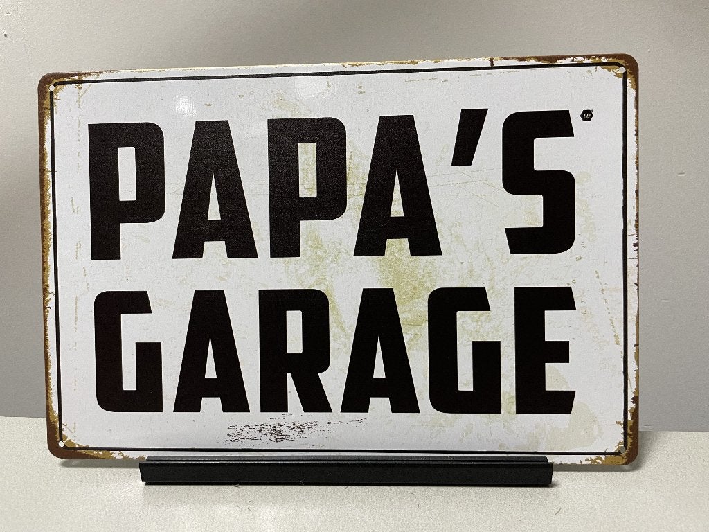 Papa’s garage tekstbord (Old Look), Www.pand50.nl, Nieuw, Ophalen of Verzenden, Printer 29B Coevorden