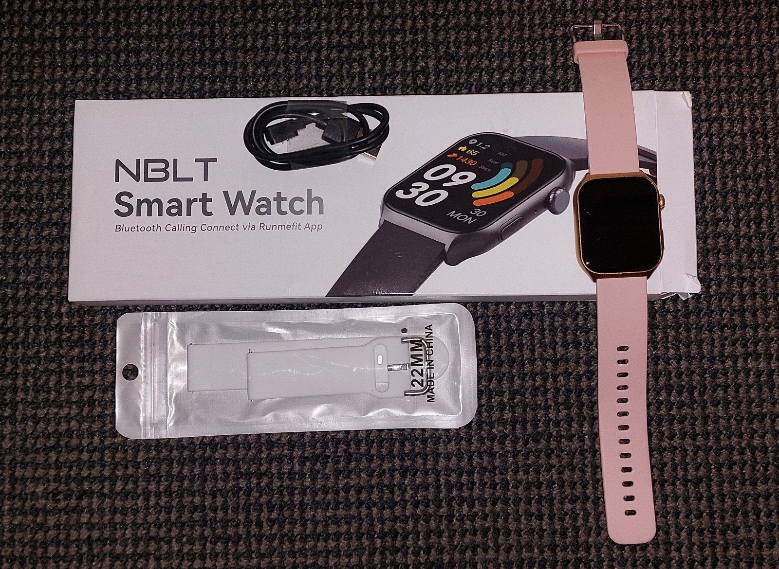 NBLT Smart Watch - Roze met extra witte band, Hartslag, NBLT, Ophalen of Verzenden, Zo goed als nieuw