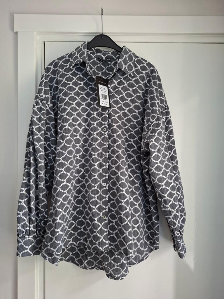 Norah blouse grijs/wit Maat 44, Maat 46/48 (XL) of groter, Nieuw, Ophalen of Verzenden, Norah