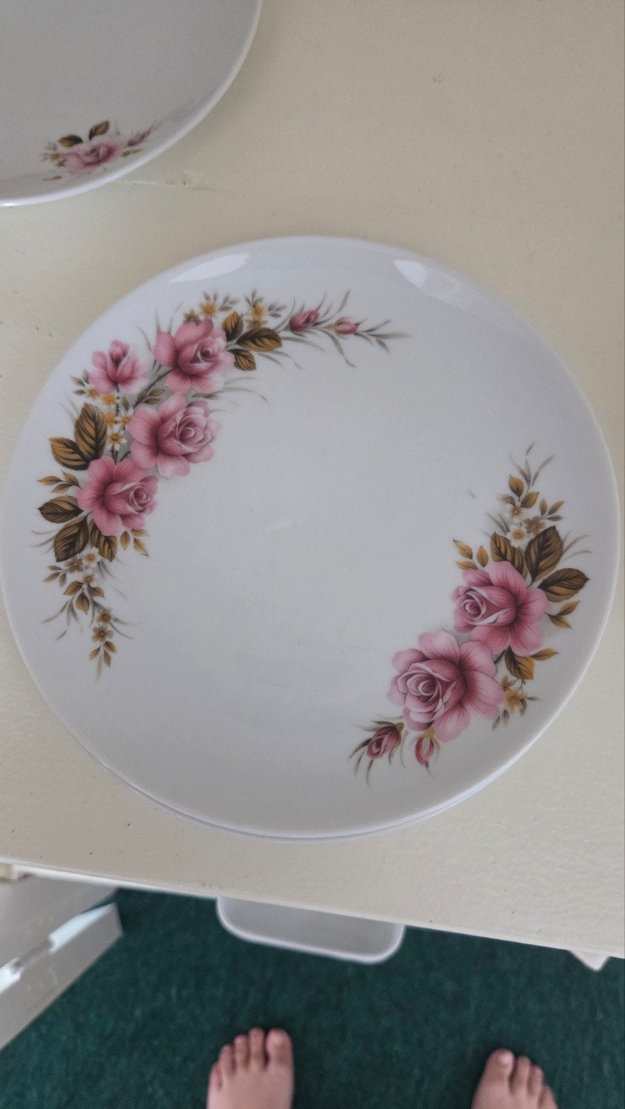 Royal Schwabap borden met rozenprint - Vintage servies, Ophalen, Gebruikt, Overige merken, Vintage