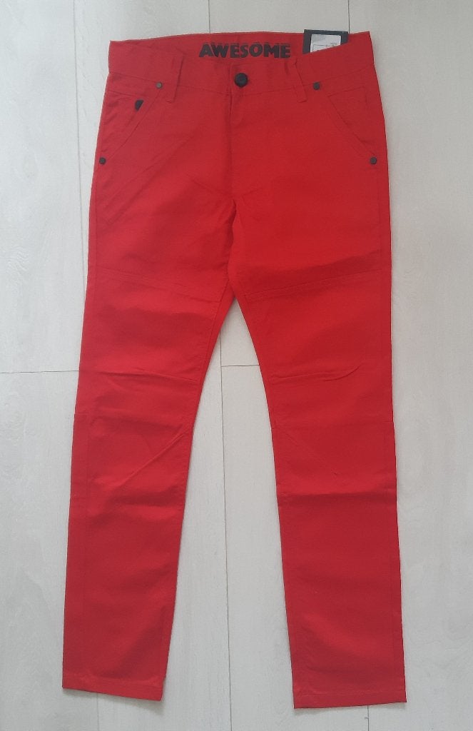 27-28- Coolcat Regular spijkerbroeken 146/152 wit en rood, Ophalen, Zo goed als nieuw, Jongen, Broek