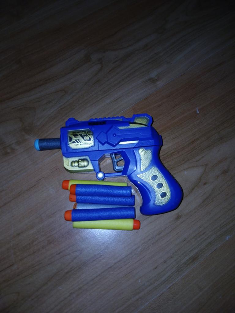 Blauw speelgoedpistool met zachte kogels, Ophalen, Gebruikt