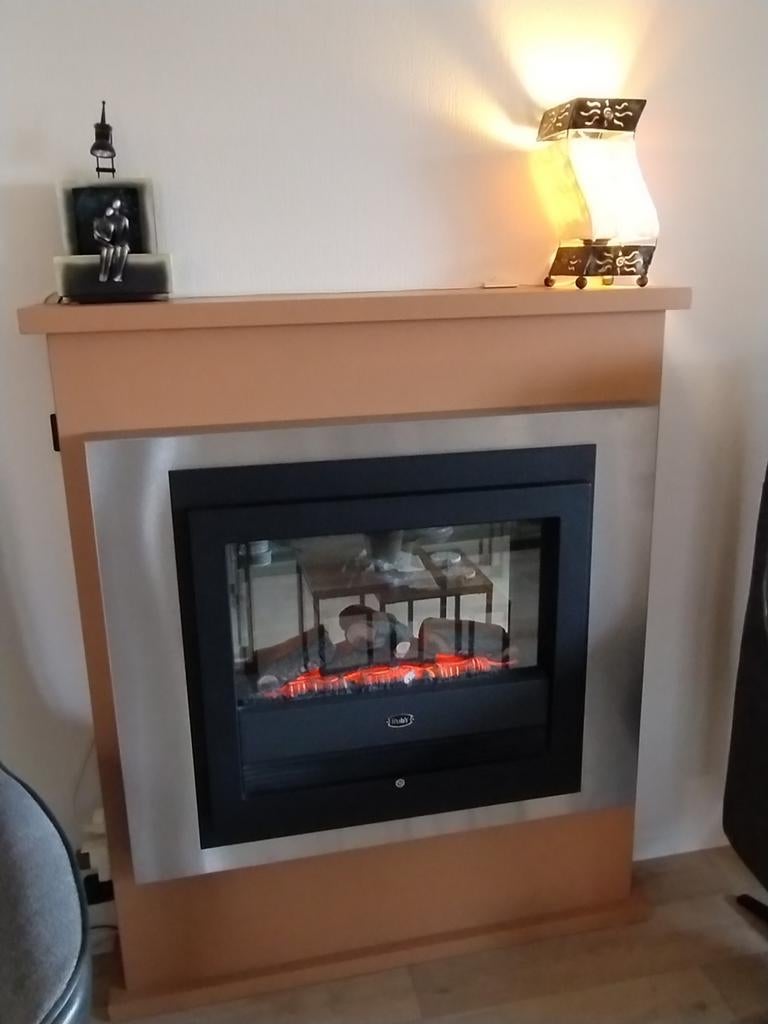 Elektrische haard met ombouw, 108x126x20cm, Huis en Inrichting, Haarden, Ophalen, Gebruikt, Vrijstaande haard, Elektrische haard