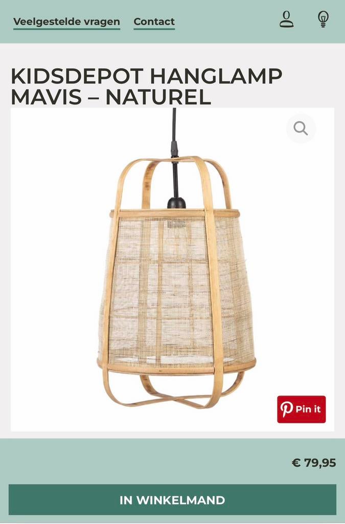 Hanglamp Mavis naturel rotan 2 stuks, Ophalen, Zo goed als nieuw, Rond, 25 tot 50 cm