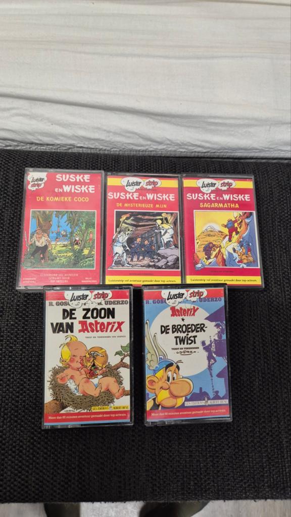 Suske en Wiske & Asterix Luisterstrips - 5 Cassettes, Cd's en Dvd's, Cassettebandjes, Gebruikt, 2 t/m 25 bandjes, Kinderen en Jeugd