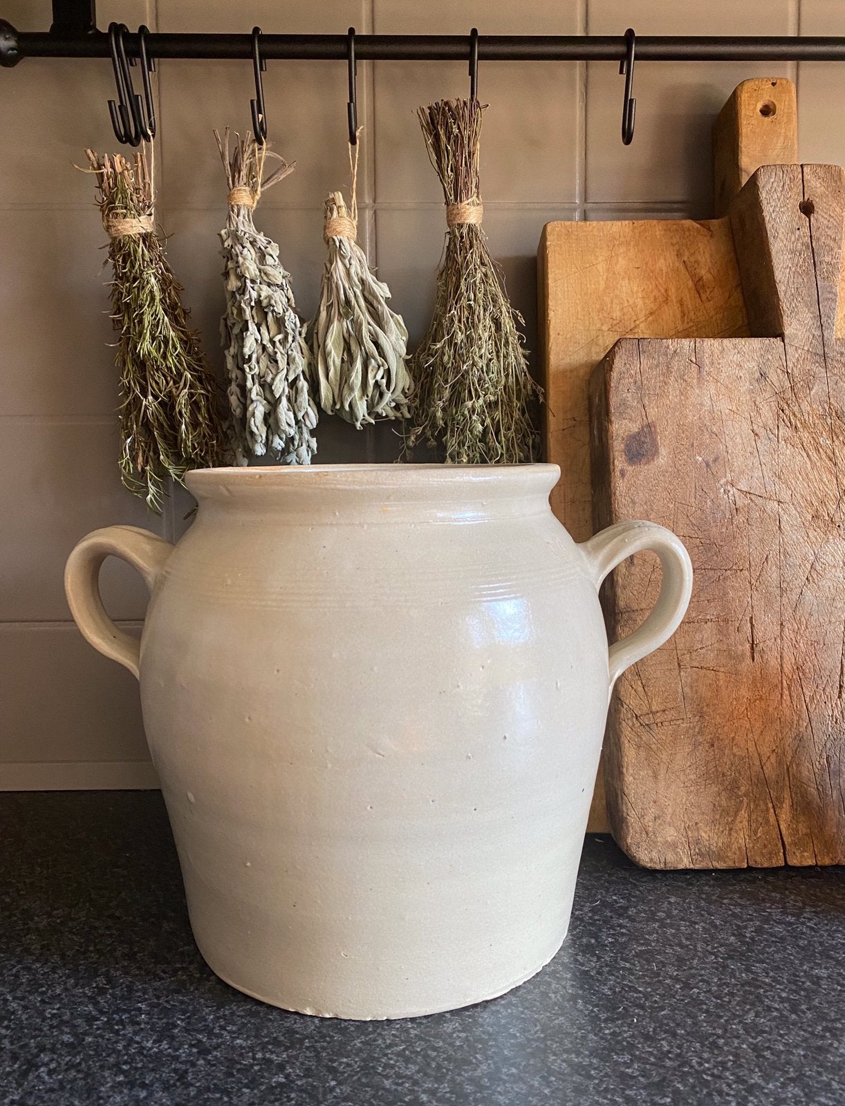 Oude grespot-greskruik-oude pot-pot-brocante-landelijk, Antiek en Kunst, Curiosa en Brocante, Ophalen