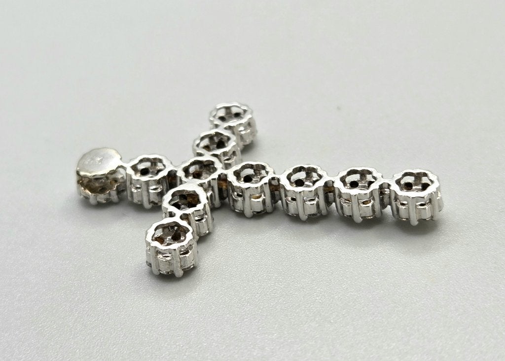 Gouden Vintage kruisje met diamanten. Ca: 0.80 ct. 2026/444, Sieraden, Tassen en Uiterlijk, Kettinghangers, ., Ophalen of Verzenden
