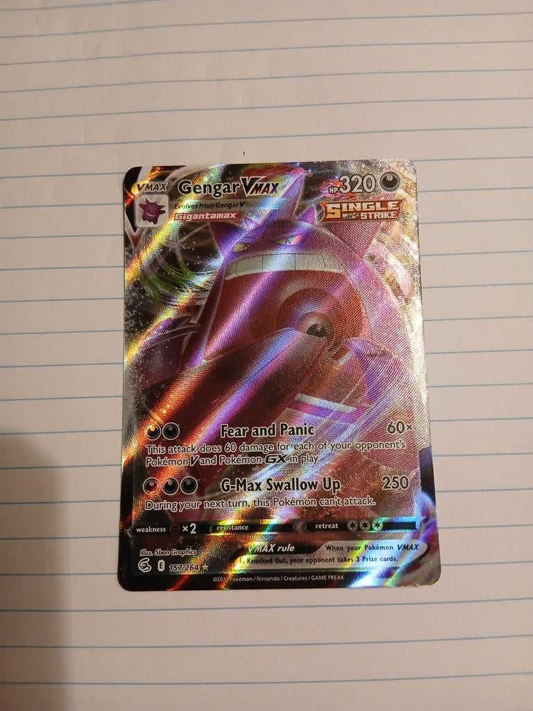 Gengar VMAX Pokémon kaart - Geen schade, Ophalen of Verzenden, Zo goed als nieuw, Losse kaart, Foil