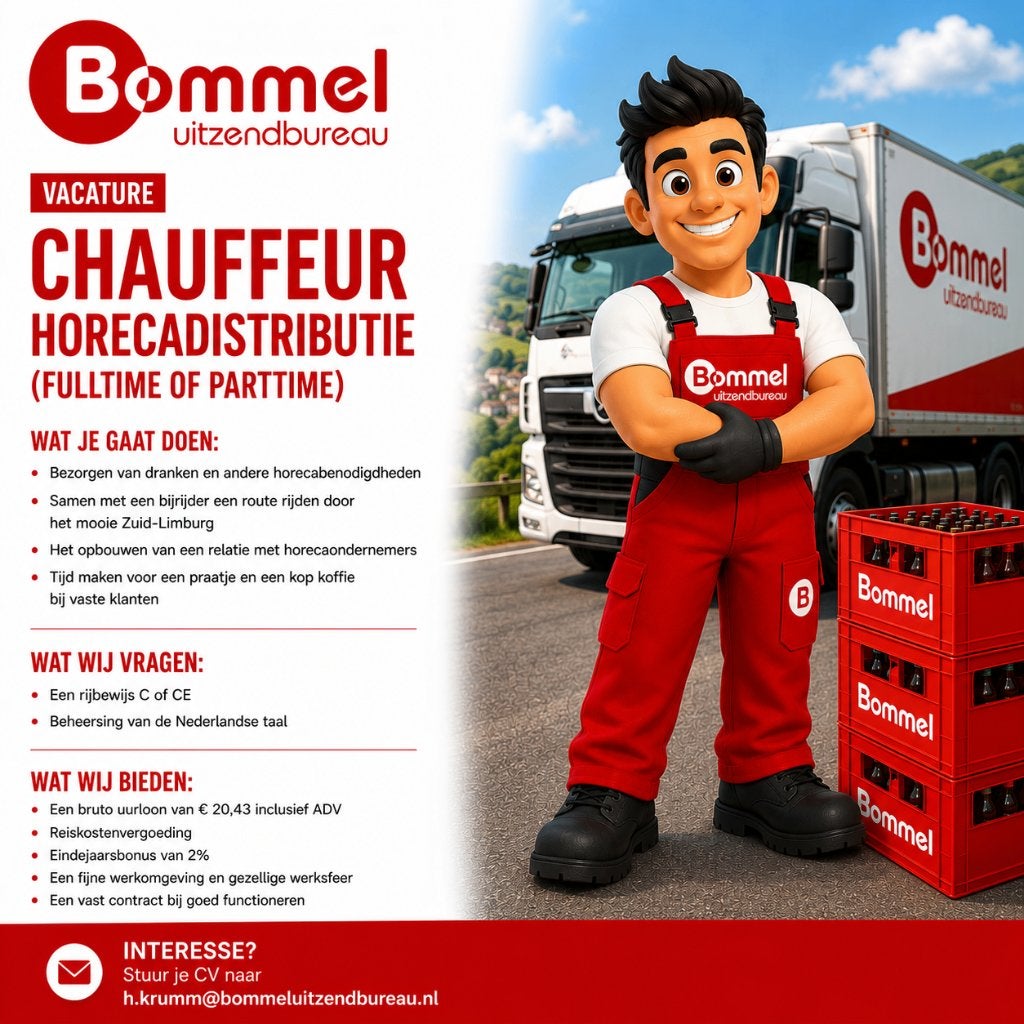 Chauffeur Horecadistributie (fulltime of parttime), 33 - 40 uur, LBO / VMBO, Vanaf 1 jaar, Vast contract