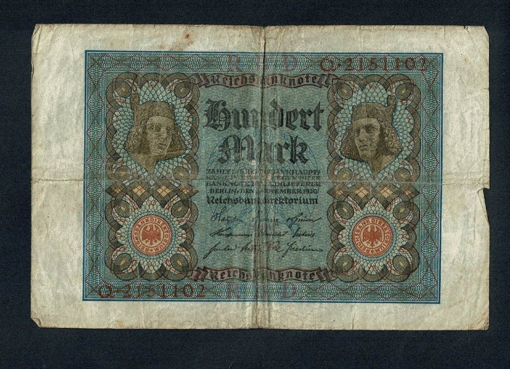 Duitsland : Reichsbanknote 100 Mark  - 10 November 1920, Verzenden, Duitsland, Los biljet