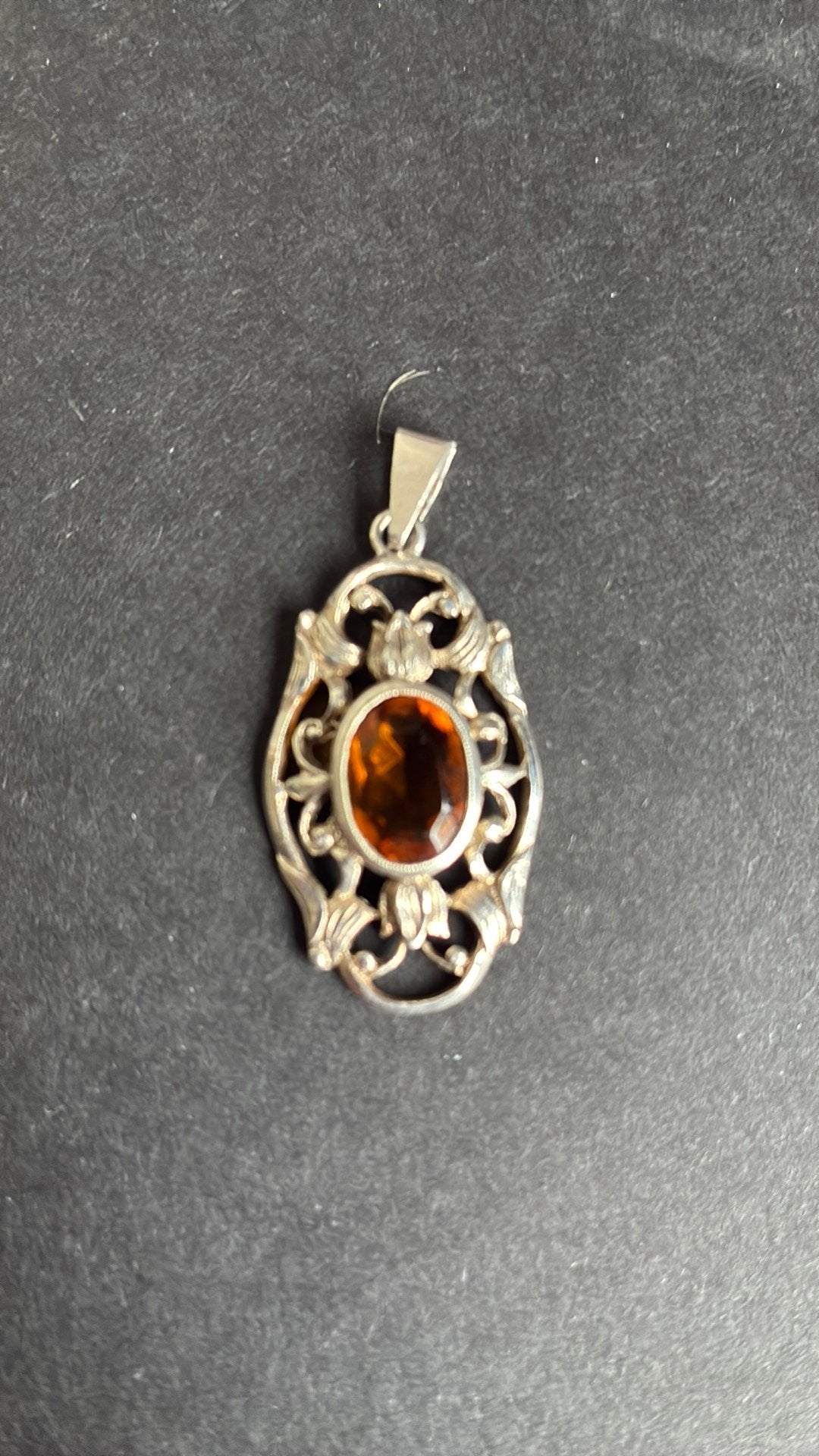 835 zilver hanger met citrien kleurige strass, Ophalen of Verzenden, Gebruikt, Zilver, Zilver