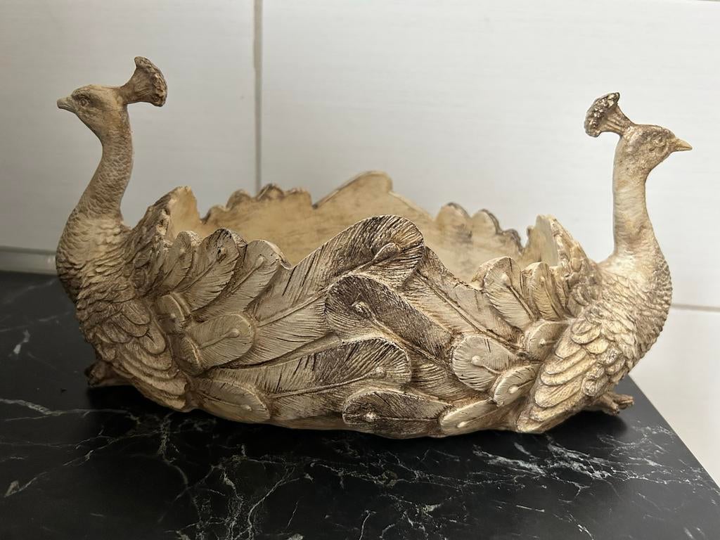 Decoratieve pauwen schaal, Kunststof, Schaal, Ophalen of Verzenden, Zo goed als nieuw