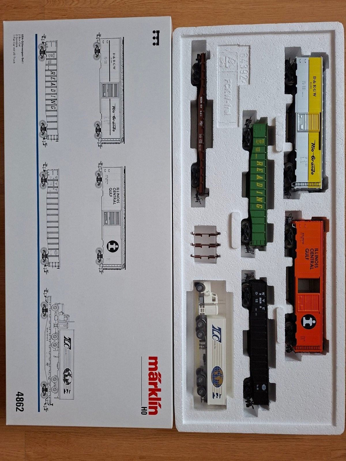Märklin H0 4862 USA goederenwagons trein locomotief truck, Hobby en Vrije tijd, Modeltreinen | H0, Wisselstroom, Treinset, Nieuw