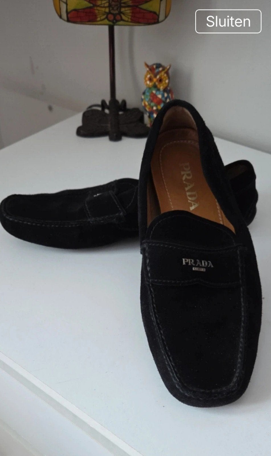 Prada loafers zwart suède maat 42, Loafers, Zwart, Ophalen of Verzenden, Prada