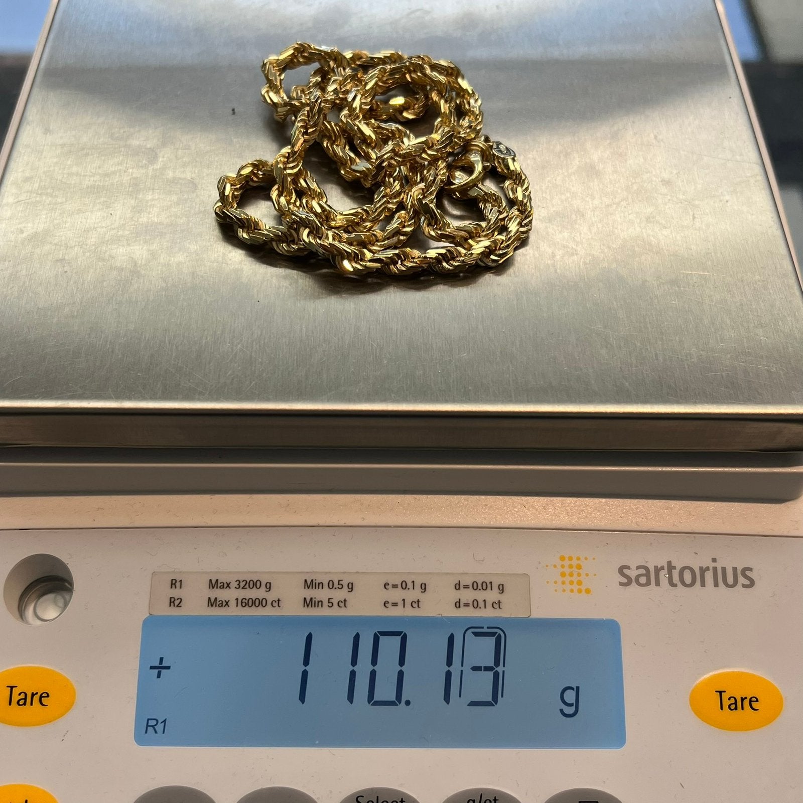 18k gouden rope ketting massief 110 gram, Ophalen of Verzenden, Zo goed als nieuw, Goud