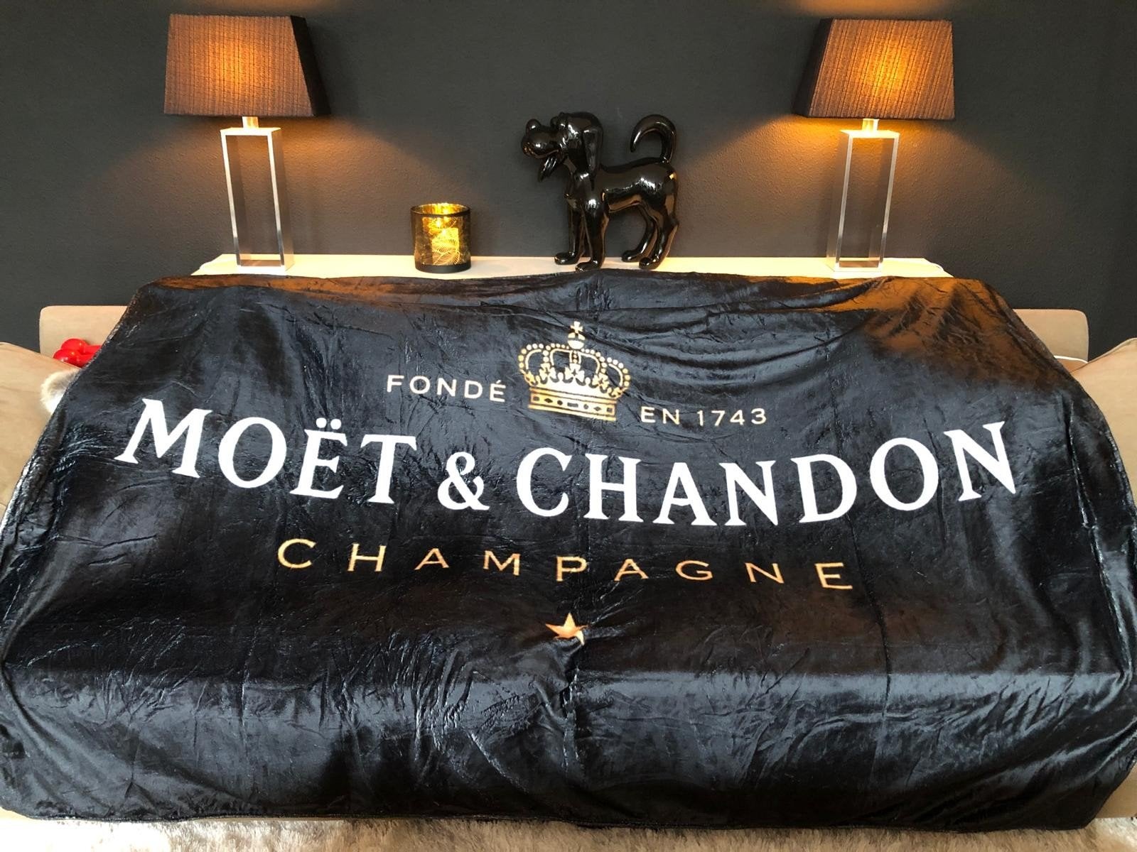 fleecedeken van MOËT & CHANDON  echt zo chique ‼️, Zwart, 200 cm, Nieuw, Ophalen of Verzenden