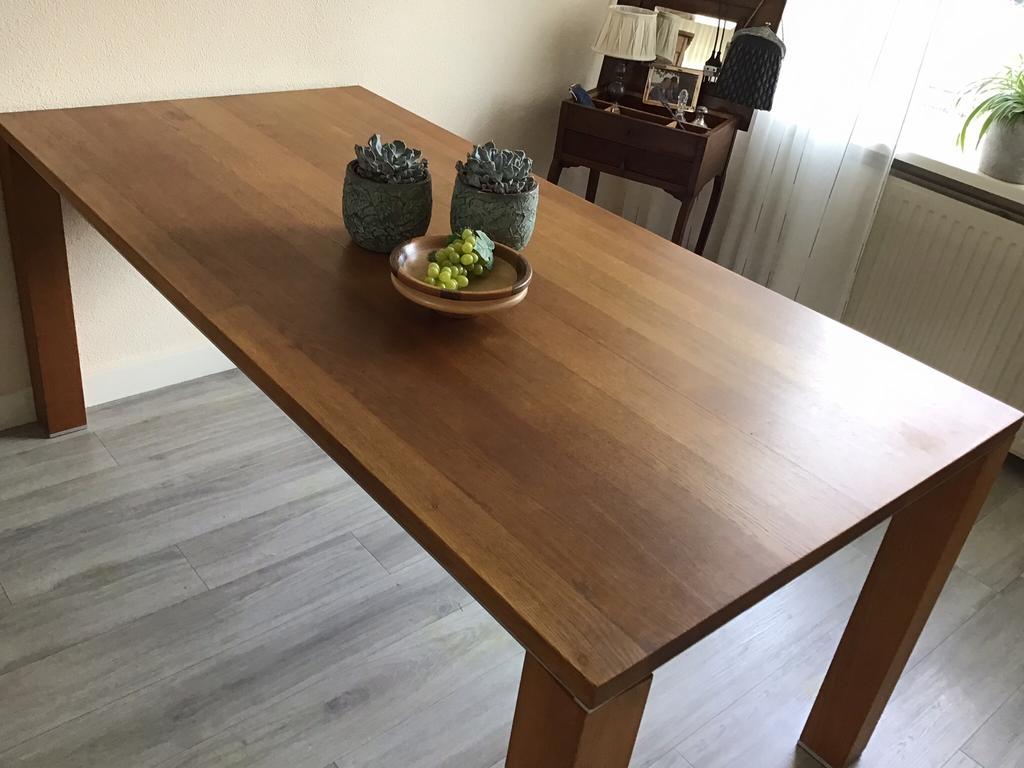 Eiken eetkamertafel, 180 x 90 centimeter, Huis en Inrichting, Tafels | Eettafels, Ophalen, Gebruikt, Eikenhout, 50 tot 100 cm