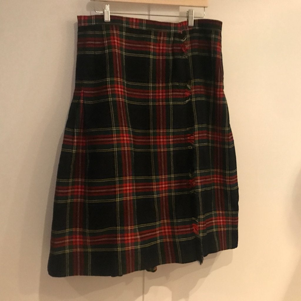 Wollen geruite rok rok schotse ruit fisherman 100% wol kilt, Verzenden, Zwart, Maat 46/48 (XL) of groter, Zo goed als nieuw