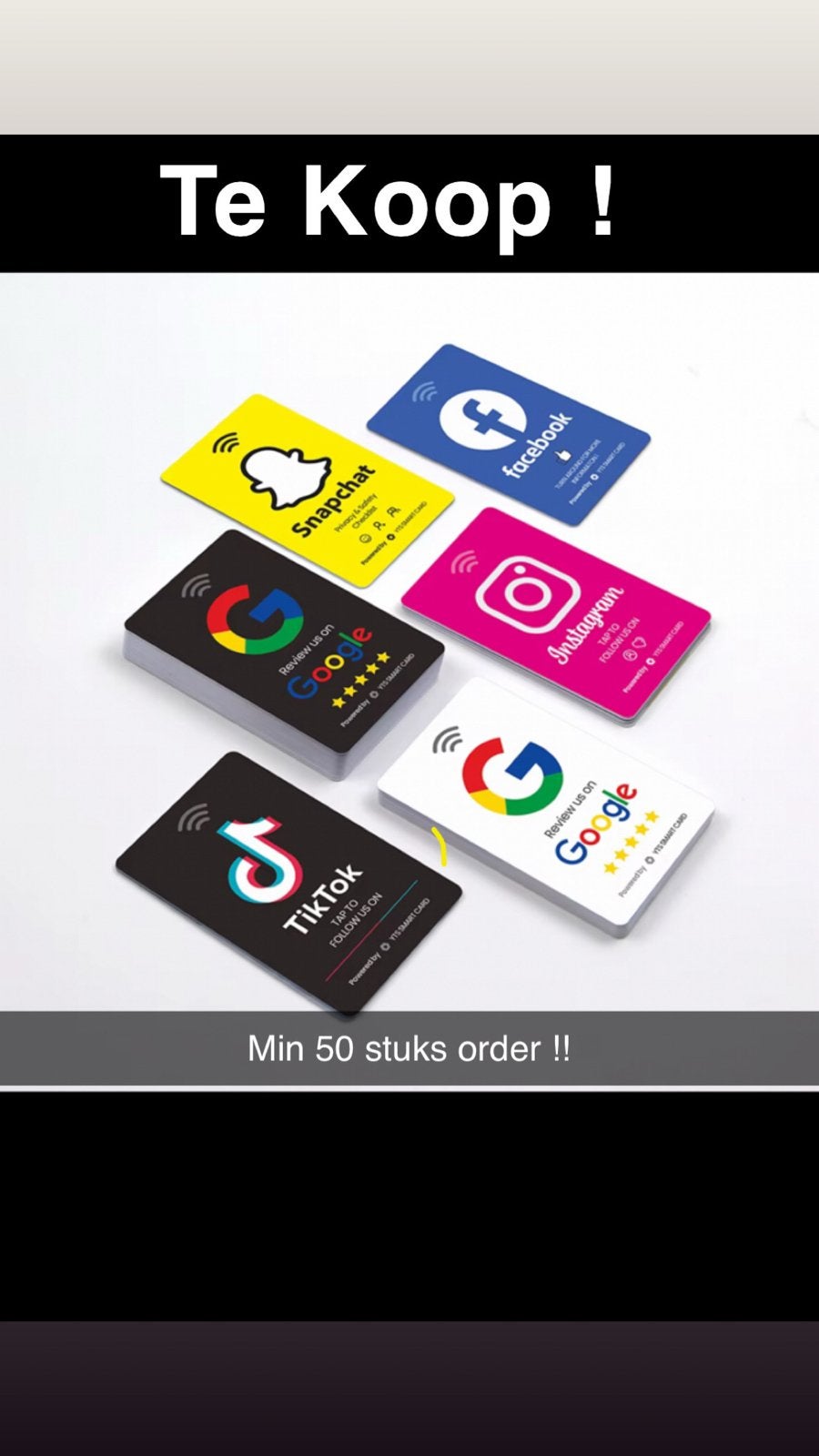 NFC Kaarten (pas formaat) voor Social Media en Google Review, Ophalen of Verzenden, Nieuw, Overige typen