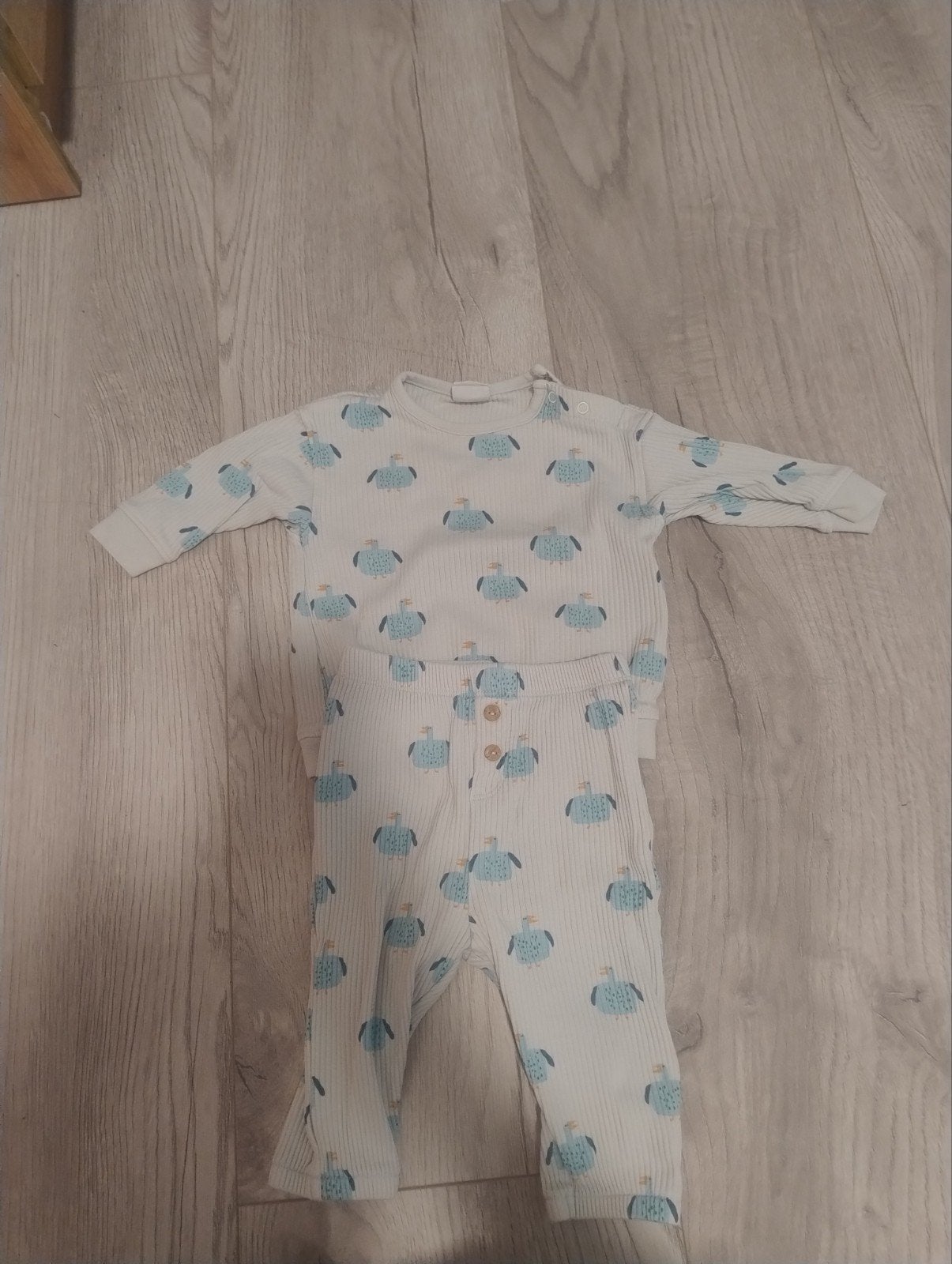 Hema ribbelstof setje met pinguïns maat 62, Jongetje of Meisje, Ophalen of Verzenden, Zo goed als nieuw, Setje
