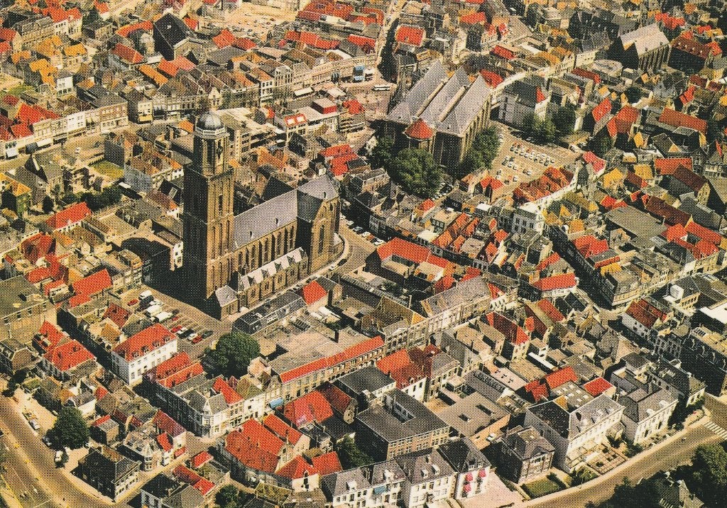 ZWOLLE Panorama Luchtfoto Centrum met Kerken, Verzenden, 1980 tot heden, Ongelopen, Overijssel
