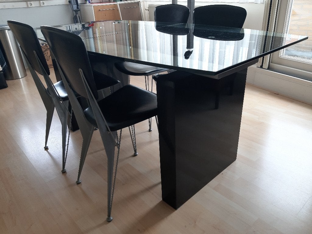 Glazen EETTAFEL met 4 stoelen., Ophalen, Gebruikt, 50 tot 100 cm, Vijf personen of meer