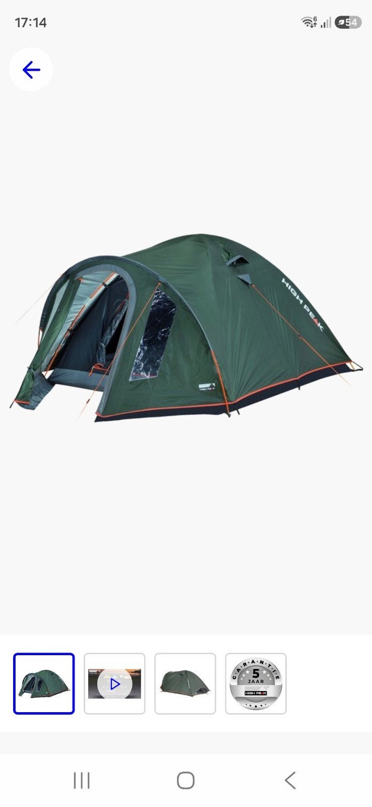 High Peak Nervada 3.1 koepeltent - 3 persoons, Caravans en Kamperen, Tenten, Ophalen, Zo goed als nieuw, Tot en met 3