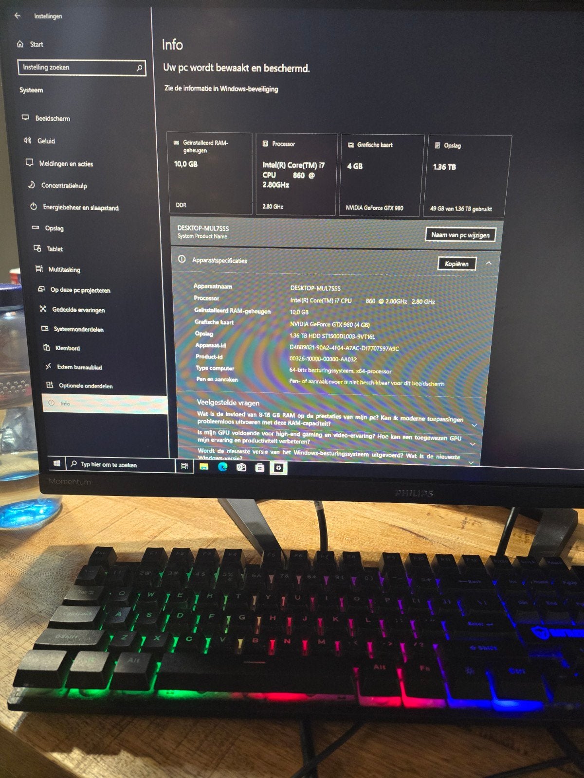 Gaming PC Intel i7, 10GB RAM, GTX 980, 1.36TB opslag, Computers en Software, Desktop Pc's, Ophalen, Gebruikt, Gaming, HDD