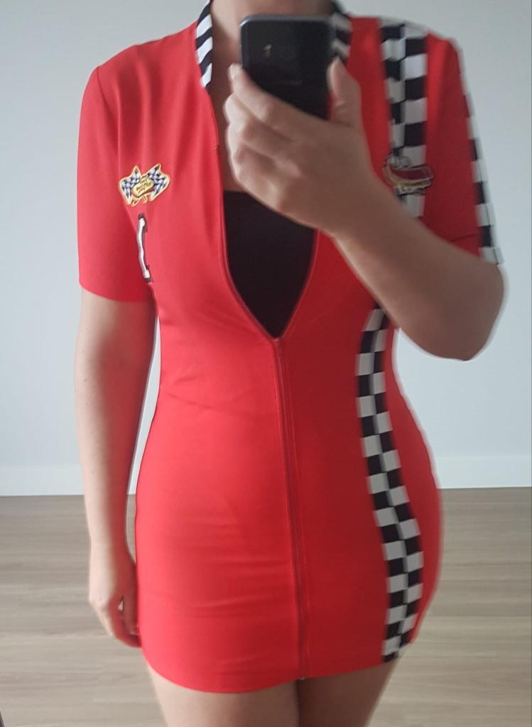 Jurk Race Rood Auto Carnaval Feest Verkleden, Maat 38/40 (M), Carnaval, Verzenden, Nieuw