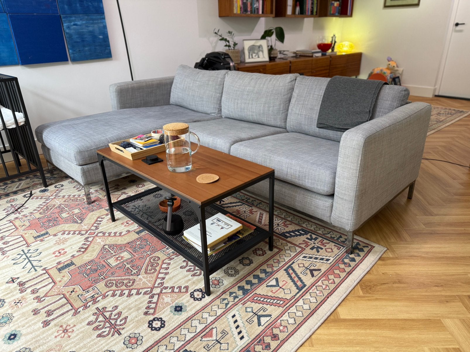 Ikea Karlstad 3 persoons bank, luxe uitvoering., Ophalen, Zo goed als nieuw, Driepersoons, Stof