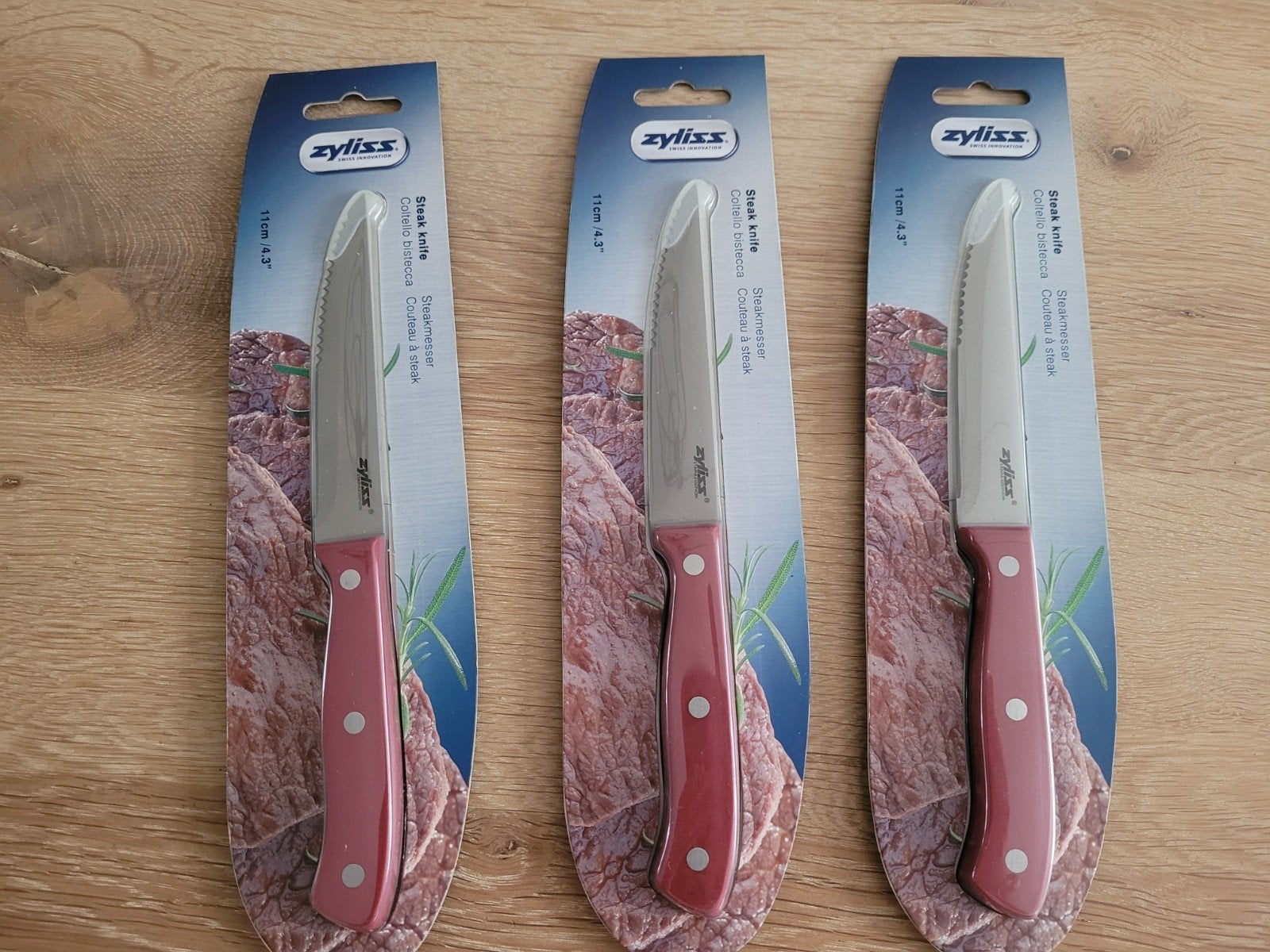 3 Zyliss Steakmessen - Nieuw in verpakking, Los bestek, Nieuw, Ophalen of Verzenden, Rvs of Chroom
