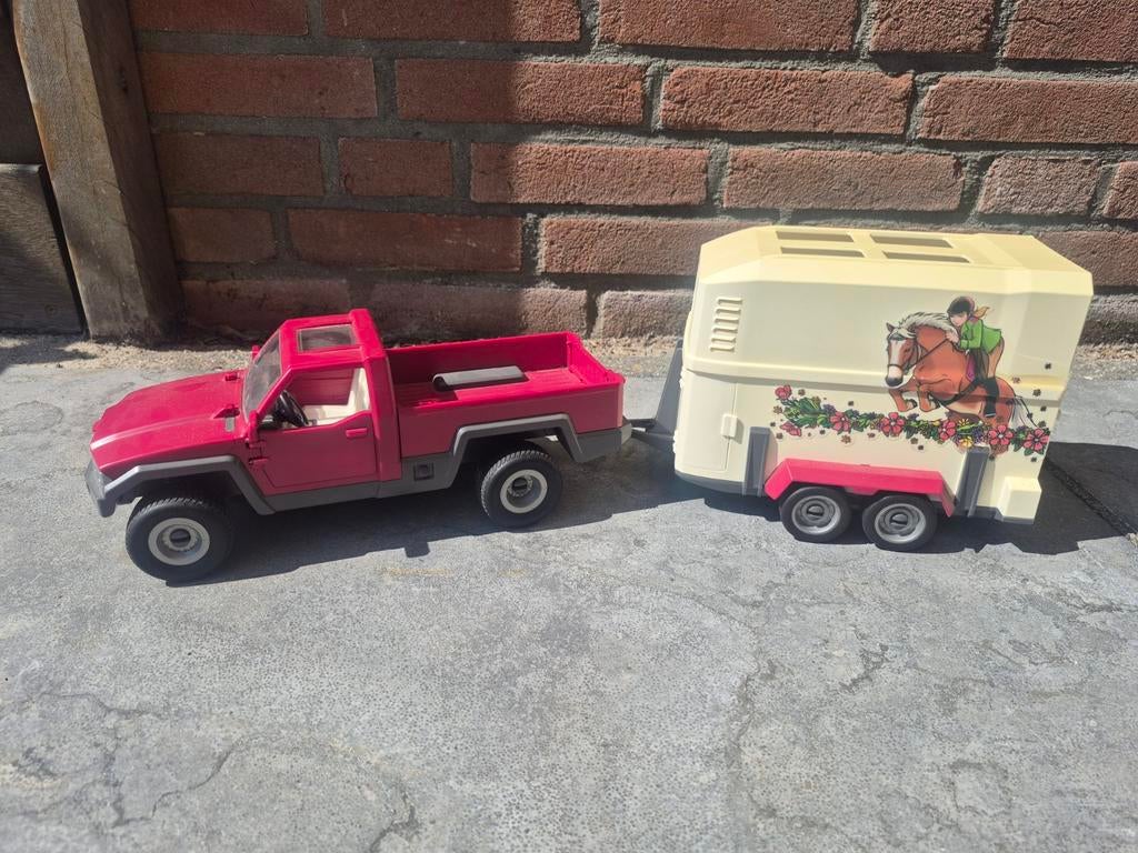 Schleich trailer met auto, Verzamelen, Speelgoed, Ophalen of Verzenden, Gebruikt