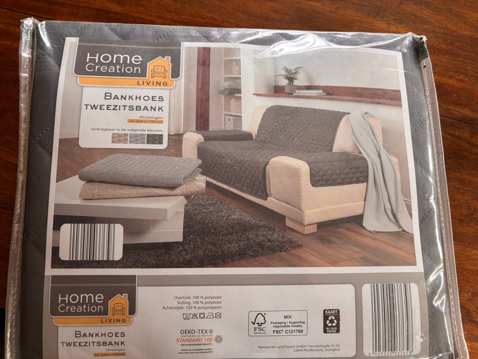 Bankhoes Tweezitsbank Grijs - Home Creation Living, Ophalen of Verzenden, Rechte bank, 200 tot 250 cm, Nieuw