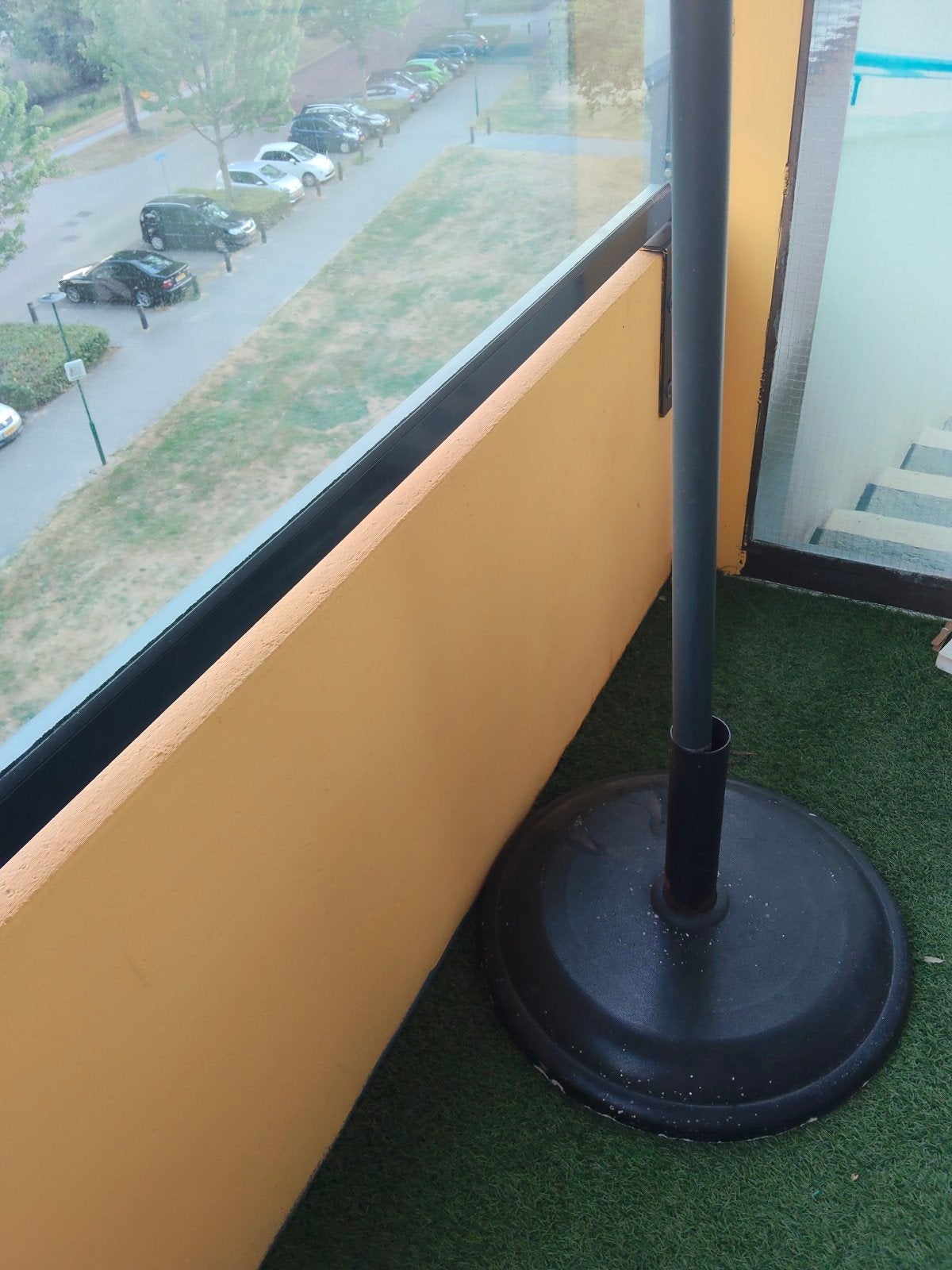 parasol voet met balkonparasol, Ophalen, Gebruikt, Minder dan 1 meter, Parasolvoet