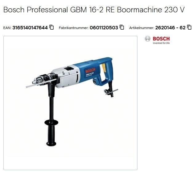 ** HANDIG! Bosch boormachine GBM 16-2 RE + statief **, Boormachine, Variabele snelheid, Ophalen of Verzenden, Gebruikt