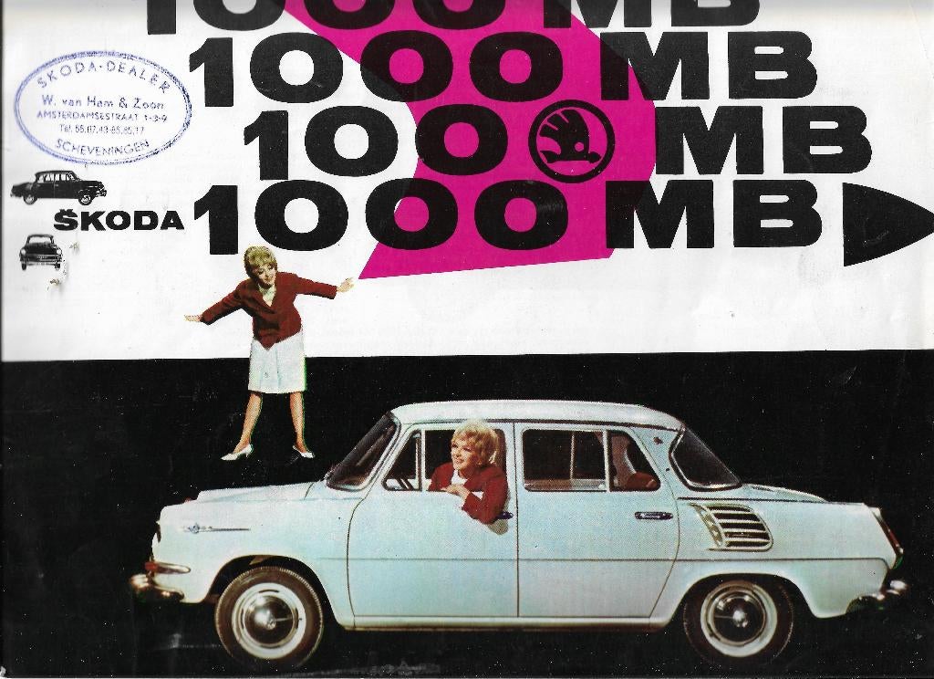 Brochure SKODA 1000 MB / 1000MB, 1965 (GB)., Ophalen of Verzenden, Zo goed als nieuw, Overige merken, Skoda